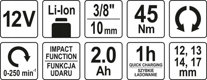 GRZECHOTKA UDAROWA AKUMULATOROWA YT-82902