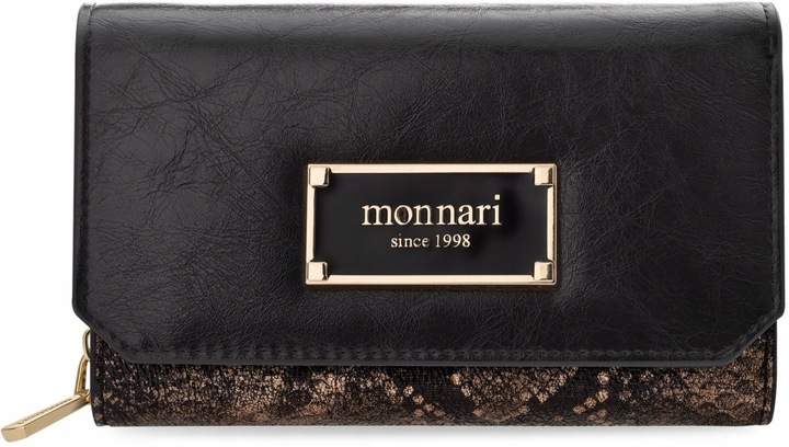 Portfel Damski Monnari Elegancka Portmonetka Suwak Wzór Skóry Na Prezent