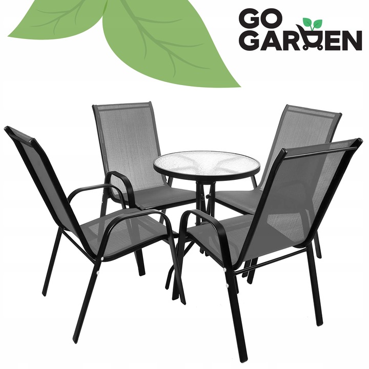 KRZESŁO OGRODOWE METALOWE TARASOWE BALKONOWE FOTEL TARAS BALKON SZARE 4 SZT