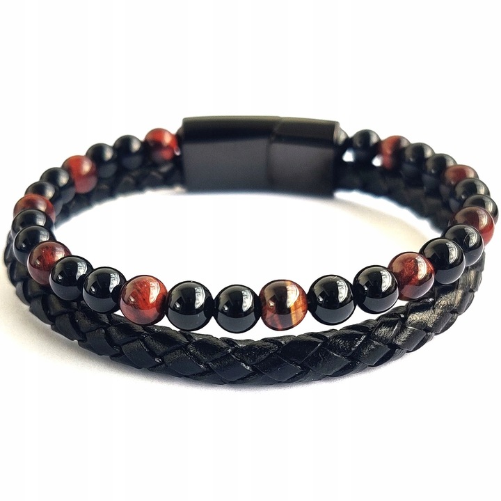 Bransoletka męska skórzana REGULOWANA Z TYGRYSIM OKIEM PREZENT Versatile