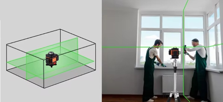 POZIOMICA LASEROWA BLOKADA WAHADŁA 360 LASER KRZYŻOWY DUŻY STATYW +BATERIE