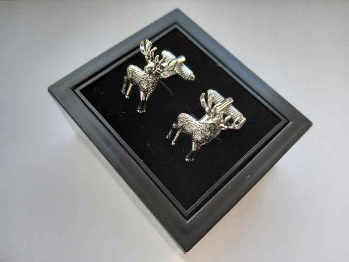 Srebrne spinki do mankietów koszuli EXC Jeleń Daniel dla Myśliwego Leśnika