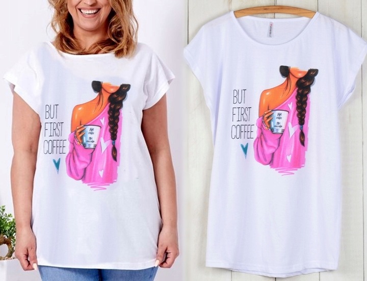 T69 t-shirt BLUZKA TUNIKA PLUS SIZE BAWEŁNA XL/XXL