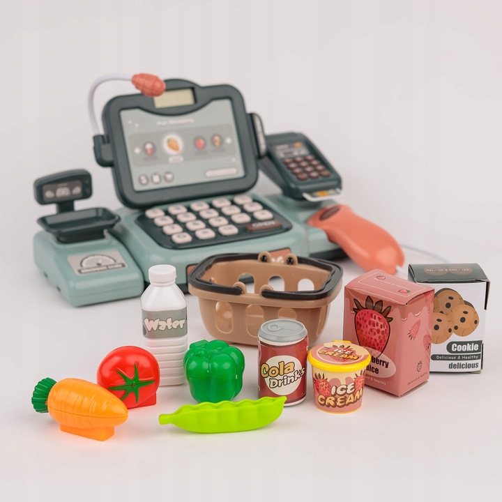 KASA SKLEPOWA DLA DZIECI DUŻY ZESTAW INTERAKTYWNA WYŚWIETLACZ LCD DŹWIĘK