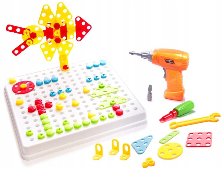 ZESTAW KLOCKÓW WIERTARKA WKRĘTARKA ŚRUBY KLOCKI KONSTRUKCYJNE 261 ELEMENTÓW