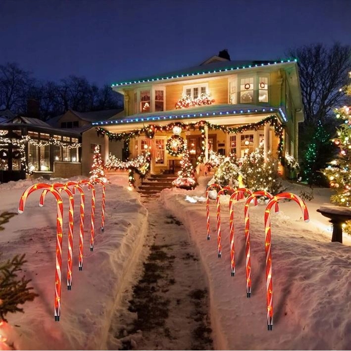 LAMPKI LED CUKIERKI LIZAKI 6SZT LED LASKA MIKOŁAJA 70CM CHOINKA SOLARNE