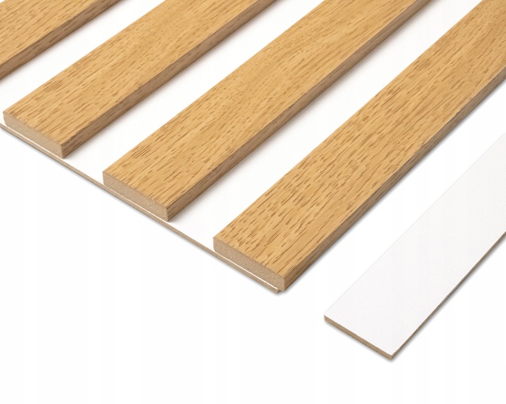 Lamele na białej płycie HDF - zestaw 59,5 cm x 275 cm - DĄB Miodowy i inne