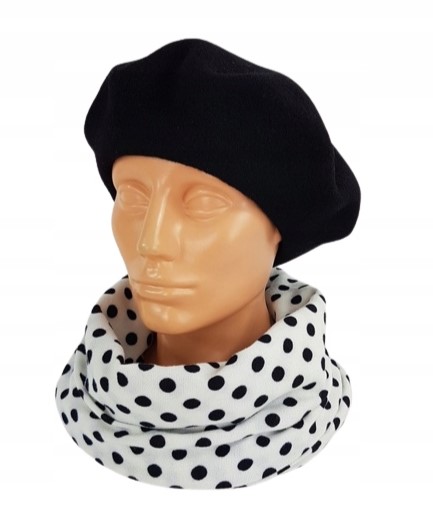 96 Klasyczny BERET FEZKO CZARNY rozm. 11,5 (duży)