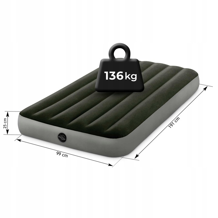 Materac dmuchany jednoosobowy Intex turystyczne pompowane łóżko