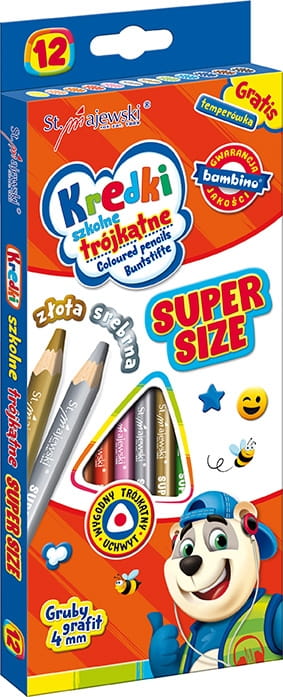 Kredki Bambino ołówkowe szkolne GRUBY GRAFIT Super Size