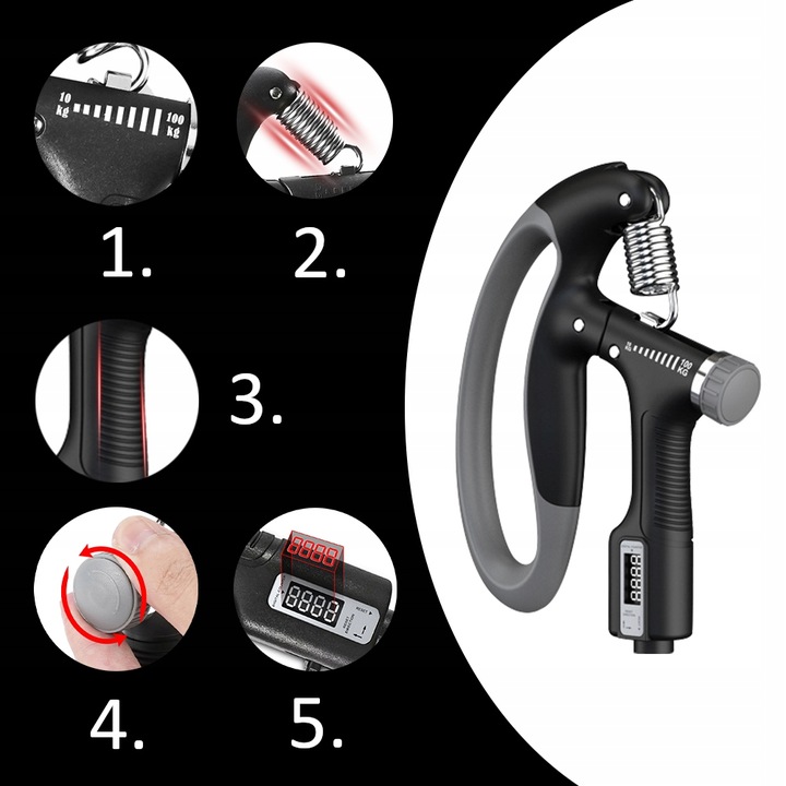 Ściskacz gripper z licznikiem ELEKTRONICZNYM regulowany 10-100kg