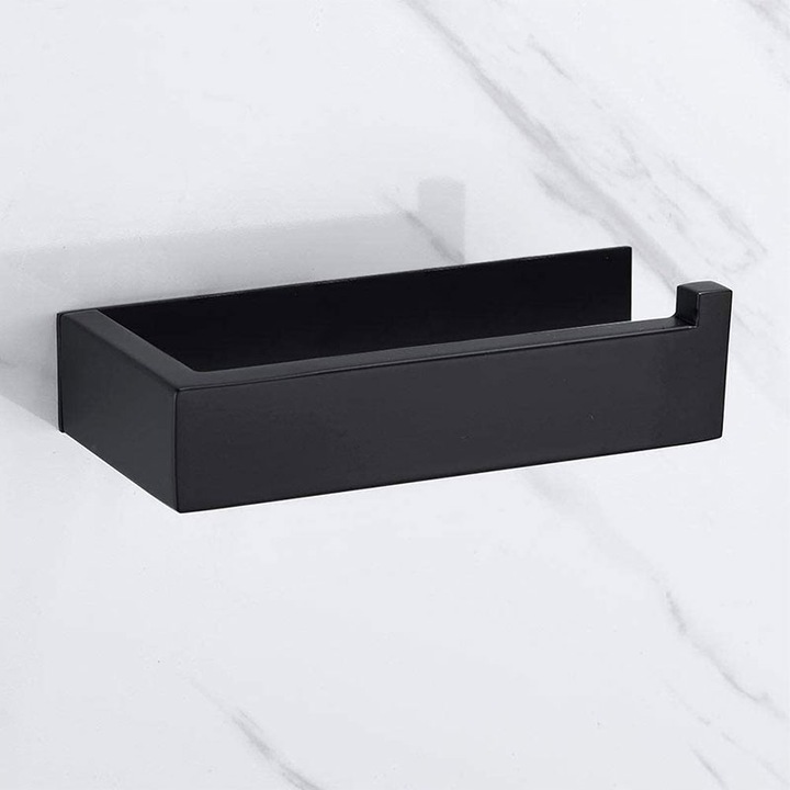 Uchwyt na papier toaletowy czarny samoprzylepny