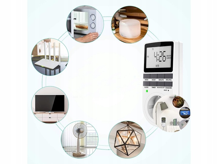 Programator Czasowy Timer Włącznik Wyłącznik Cyfrowy Elektroniczny Programy