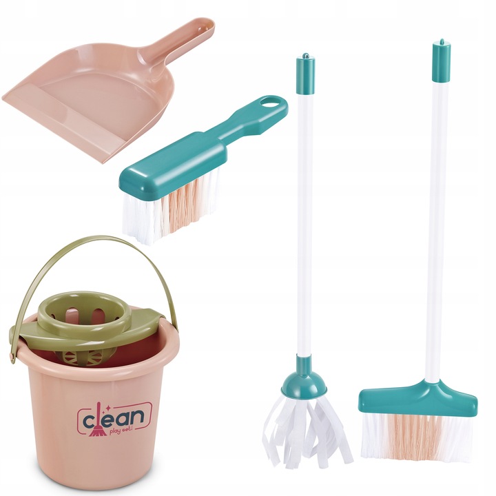 ZESTAW DO SPRZĄTANIA DLA DZIECI MOP WIADERKO MIOTŁA SZUFELKA MATADI