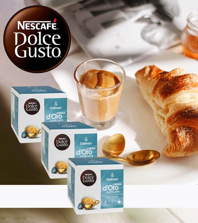 3 x Kawa NESCAFE DOLCE GUSTO DALLMAYR CREMA D'ORO CAFFE LATTE 16 kapsułek