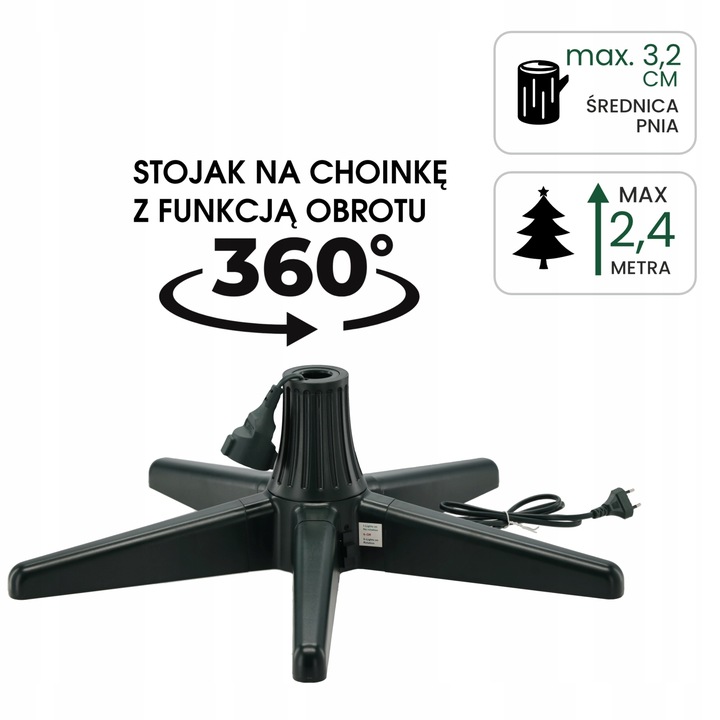 STOJAK CHOINKOWY OBROTOWY 3,2 CM Z REGULACJĄ 360 STOPNI