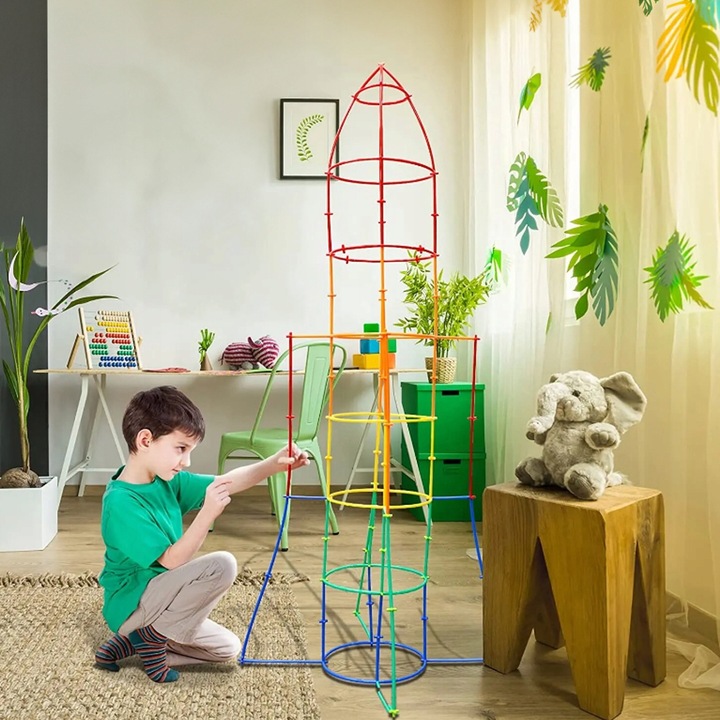 KLOCKI SŁOMKI KONSTRUKCYJNE PATYCZKI RURKI ZESTAW 400el PUDEŁKO DLA DZIECI