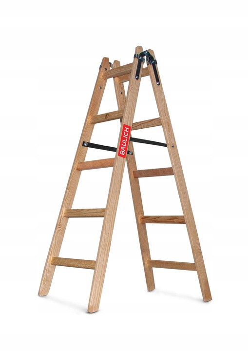 Drabina drewniana 2x5 malarska dwustronna rozstawna rozkładana BAULICH