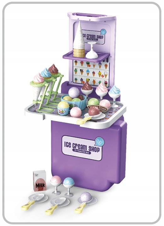 LODZIARNIA CUKIERNIA Zestaw w walizce 3w1 lody sklep kuchnia budka z lodami