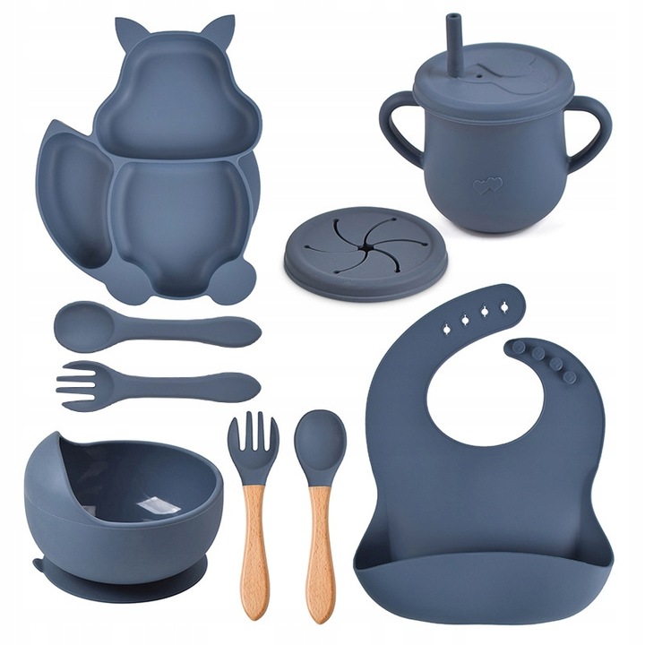 ZESTAW DO KARMIENIA NACZYŃ SILIKONOWE TALERZYK DLA NIEMOWLĄT Z PRZYSSAWKĄ