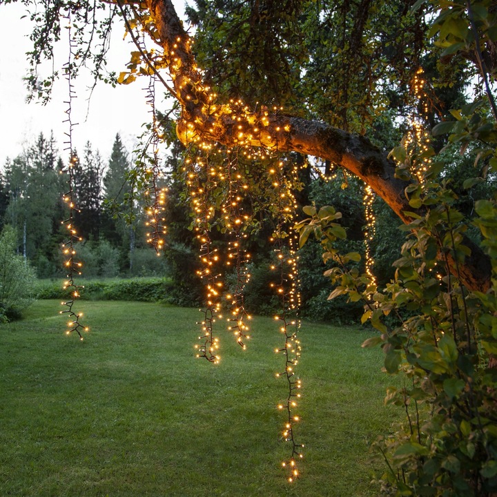 Lampki choinkowe LED bardzo gęste 800 diod 16m Białe Ciepłe 1900k