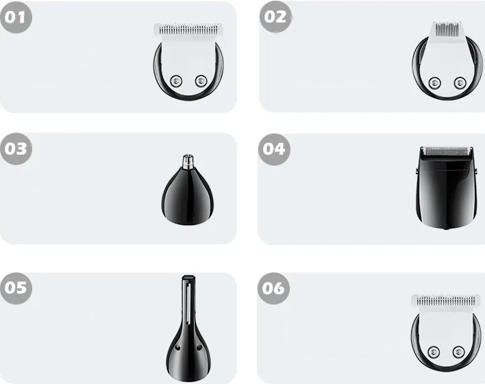 MASZYNKA do WŁOSÓW TRYMER do BRODY NOSA ZESTAW 6W1