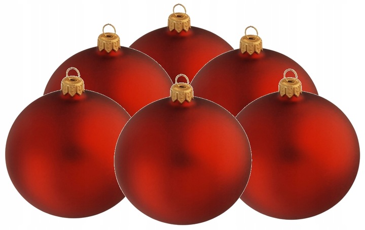 Bombki Choinkowe Czerwone Szklane CZERWONY MAT 10 cm ciemna czerwień 6 szt.
