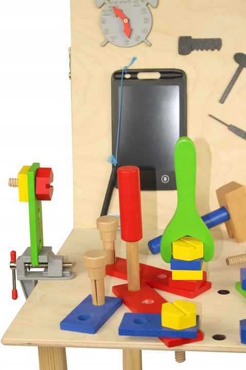 Drewn warsztat majsterkowicz tablet kłódka skrzynka 24 elementy + IMADŁO !!
