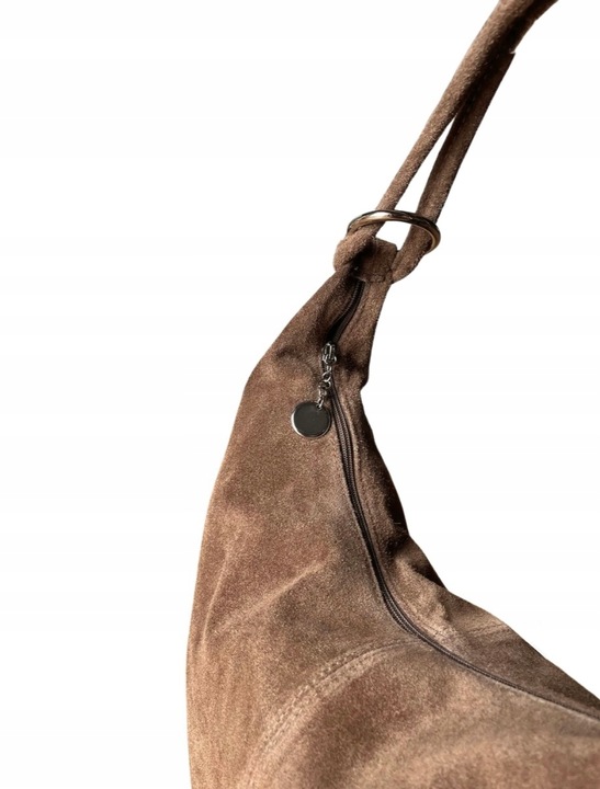 TAUPE ZAMSZOWA TOREBKA WOREK CAPPUCCINO TOREBKA ZAMSZ NATURALNY Vera Pelle