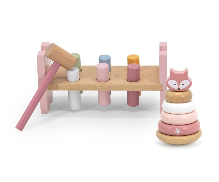 Piramidka + Przebijanka z Młoteczkiem Lisek VIGA PolarB Montessori