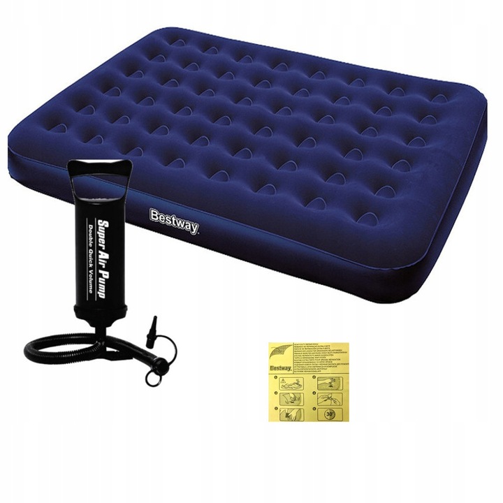 MATERAC DMUCHANY DO SPANIA DWUOSOBOWY 203x152x22 cm BESTWAY + POMPKA