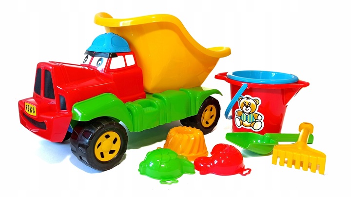 Samochód wywrotka Reks z zestawem do piasku, ciężarówka Reks z zestawem