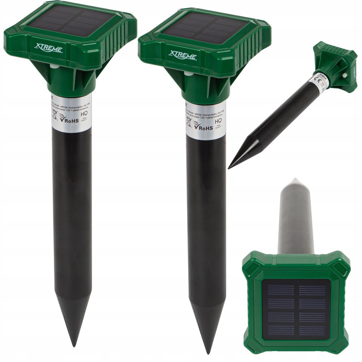 SOLARNY ODSTRASZACZ KRETÓW MOCNY NA GRYZONIE IP65 DO 560m 50-60dB 2SZT.