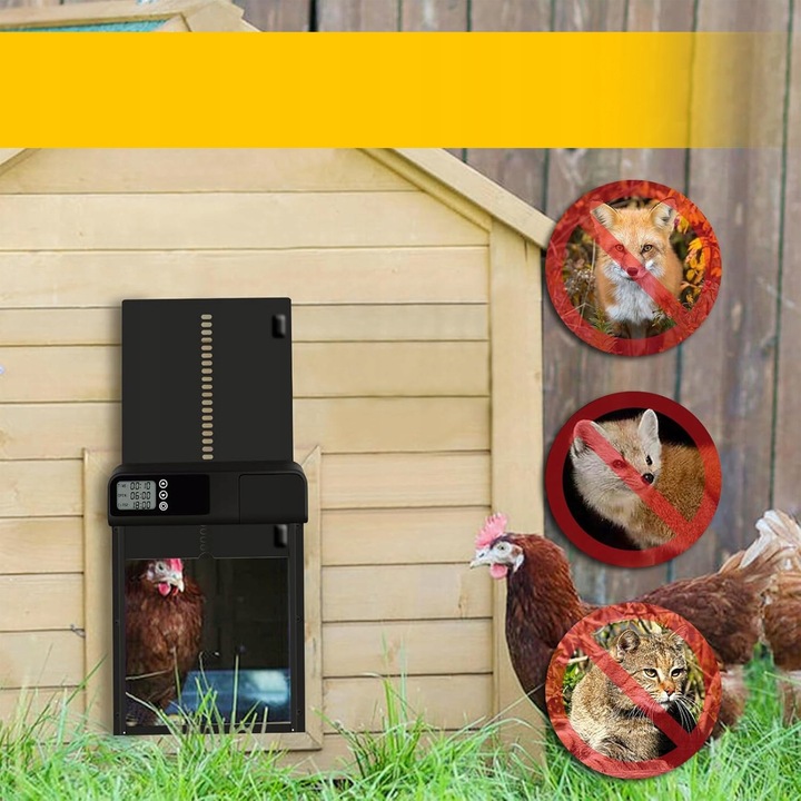 AUTOMATYCZNE DRZWI DO KURNIKA OTWIERANIE DRZWI Z TIMEREM METALOWE CZUJNIK