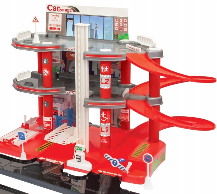 MEGA GARAŻ PARKING 4 POZIOMY 3W1 TOR WINDY MYJNIA + AUTO polski MOCHTOYS