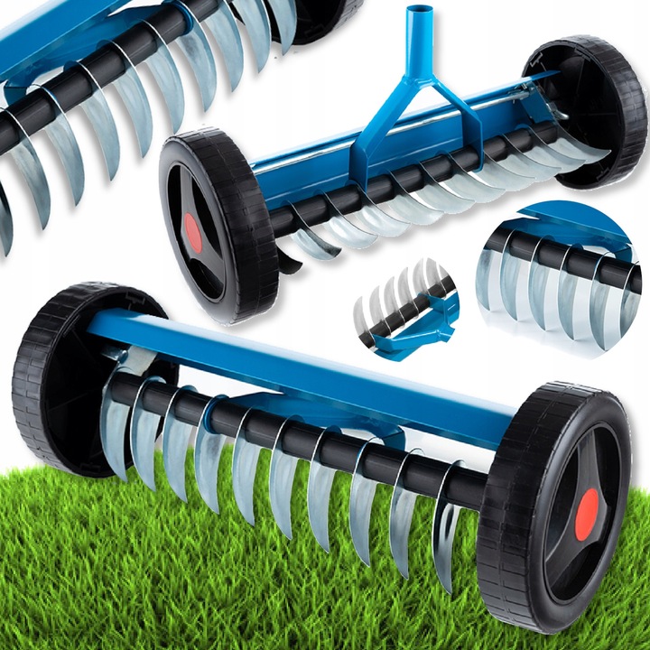 AERATOR WERTYKULATOR RĘCZNY na kółkach OBROTOWY WAHADŁOWY DO TRAWNIKA KOLCE