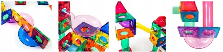 Tor kulkowy Klocki magnetyczne konstrukcyjne edukacyjne70 el kulodrom PTG70