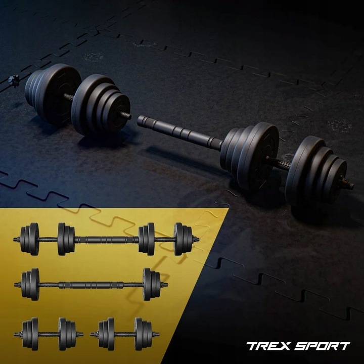 Hantle regulowane bitumiczne sztanga 40kg zestaw hantli 2x20kg Trex Sport