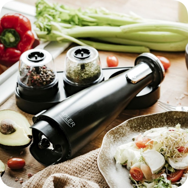 elektryczny młynek do pieprzu i soli pojemniczki ładowanie usb 3 zestaw 3w1