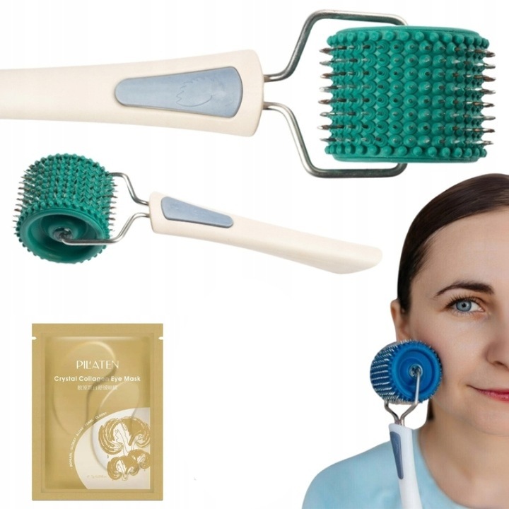 Aplikator LYAPKO WAŁEK z igłami do masażu twarzy ZIELONY + GRATIS