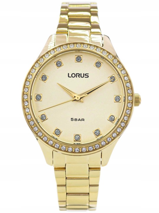 DAMSKI ZEGAREK LORUS RG284RX9 ZŁOTY NA BRANSOLECIE ELEGANCKI 50M