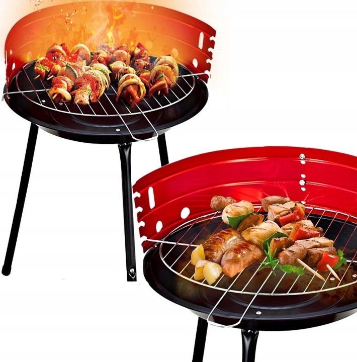 GRILL OGRODOWY TURYSTYCZNY PRZENOŚNY OKRĄGŁY WĘGLOWY KLASYCZNY KEMPINGOWY