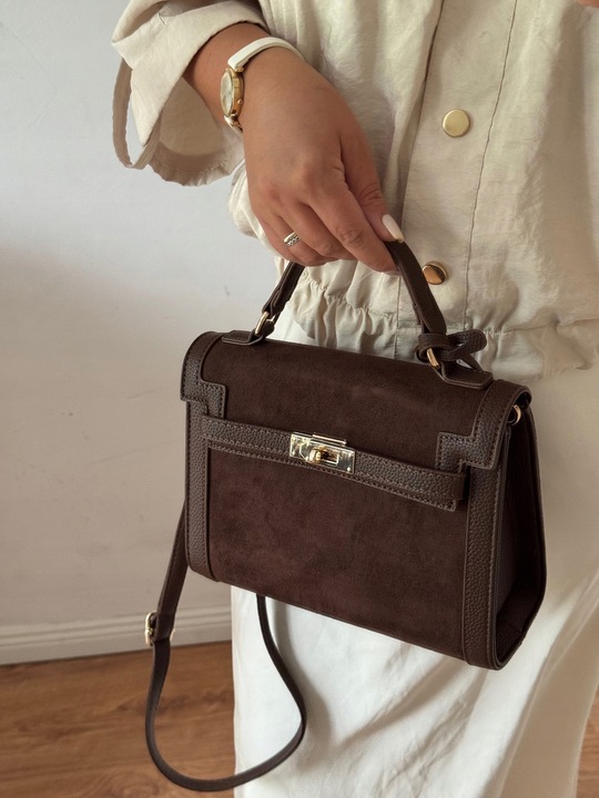 Torebka Gallantry Paris HIT czekoladowa zamsz eco brązowa listonoszka brąz