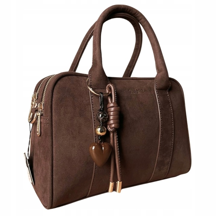 Flora&Co czekoladowa torebka zamszowa listonoszka eco skóra zamsz brąz