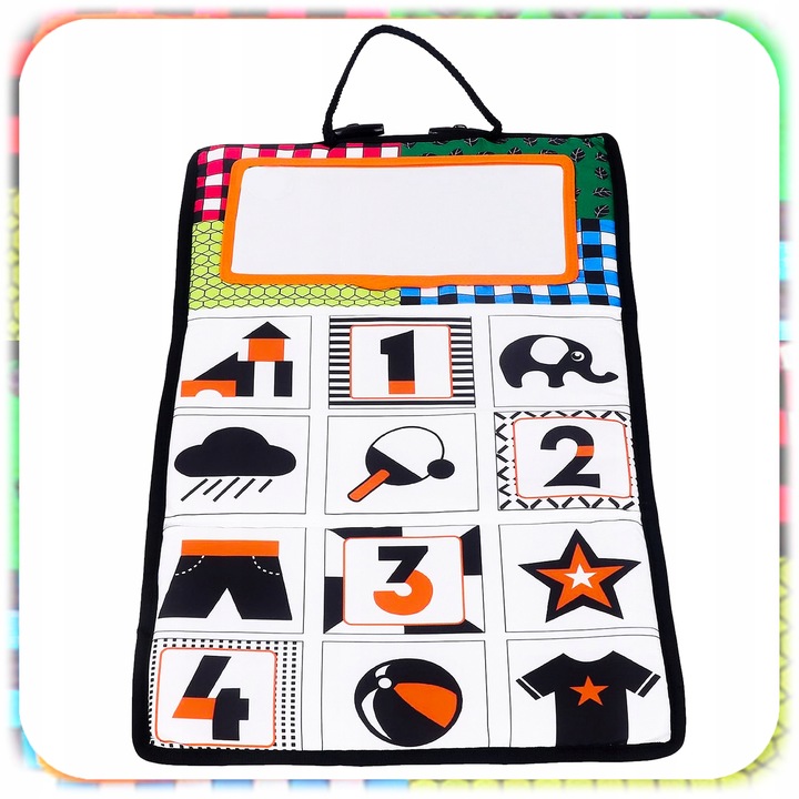 KSIĄŻECZKA KONTRASTOWA DLA NIEMOWLĄT Z Lusterkiem Sensoryczna Składana 0+