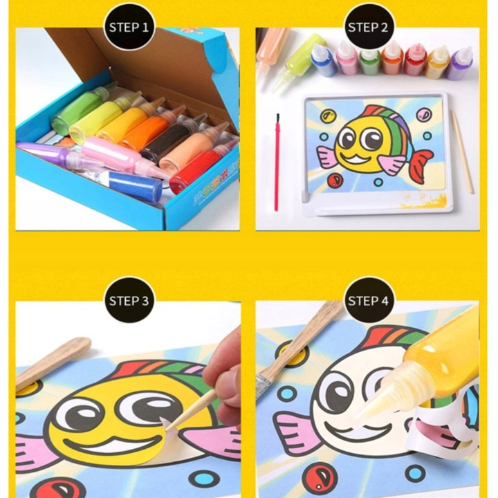 ZESTAW KREATYWNY DO MALOWANIA PIASKIEM SZABLONY DLA DZIECKA