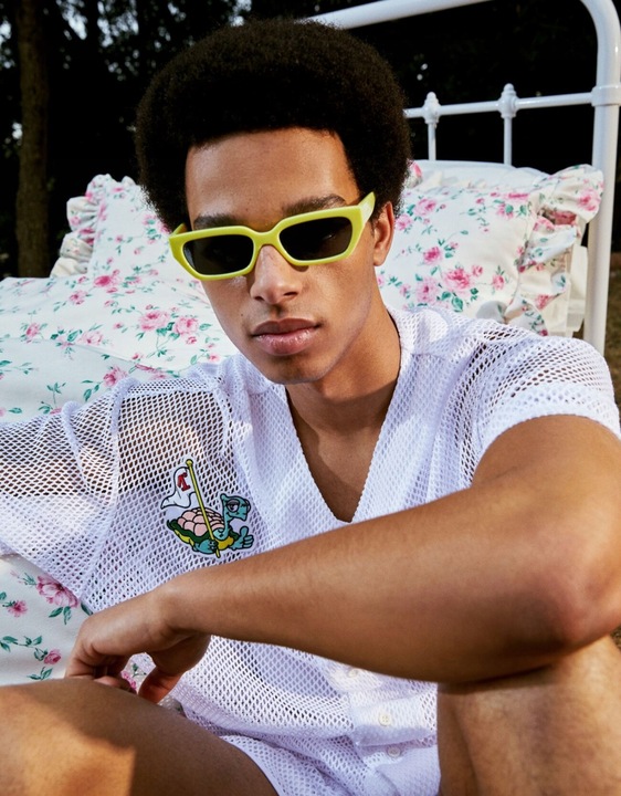 G56H03 KOSZULA BIAŁA NASZYWKI SIATECZKA BERSHKA M