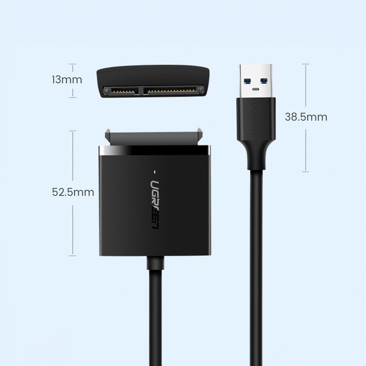 UGREEN ADAPTER PRZEJŚCIÓWKA Z USB 3.0 DO PODŁĄCZENIA DYSKU 2.5' / 3.5' SATA