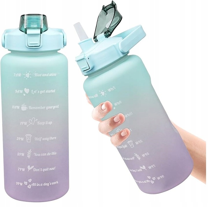 Bidon butelka na wodę dzbanek przenośny ze słomką z podziałką 2l