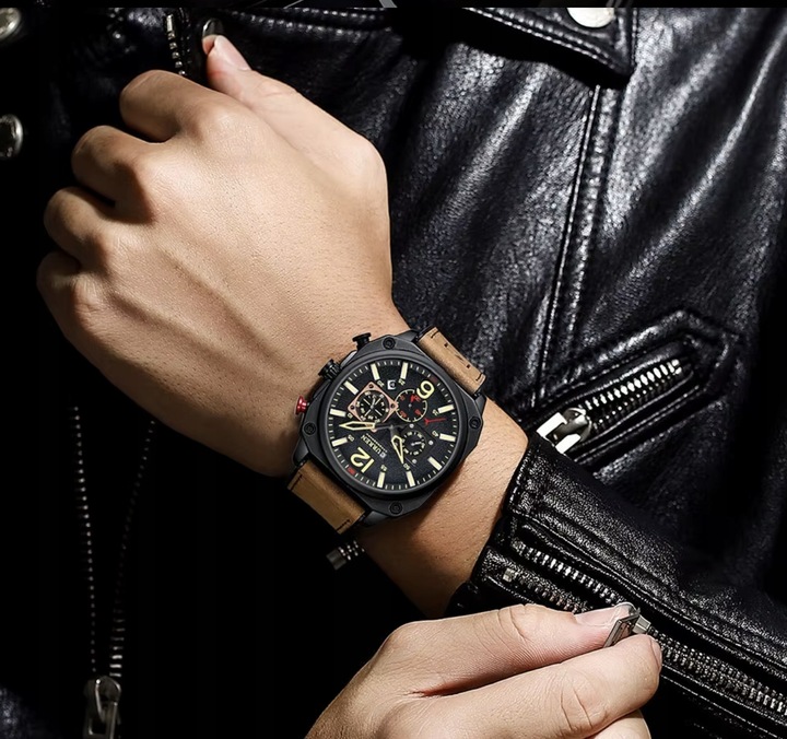 Zegarek Męski Curren Datownik Chronograf Prezent Wodoszczelny Grawer